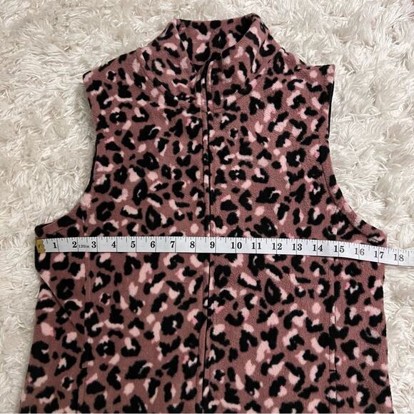 Cuddl Duds Cheetah Print Zip Front Fleece Vest Size M - Picture 6 of 7